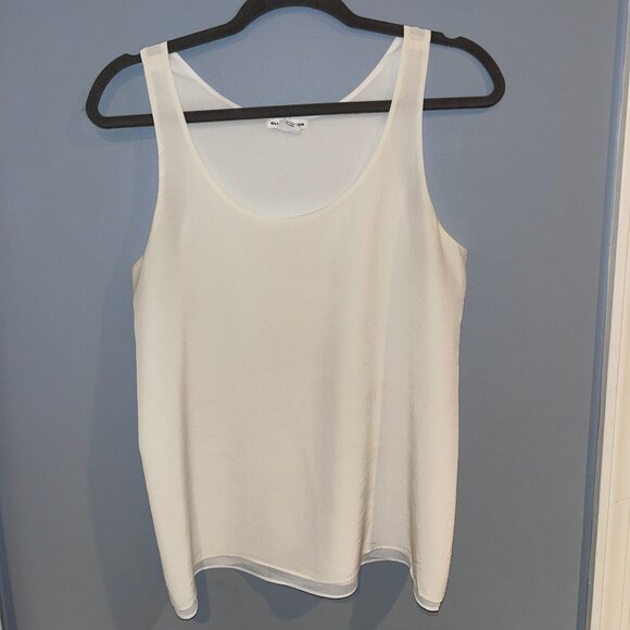 Club Monaco Ivory Silk Tank, relaxed fit, shirttail hem , Size Small - Picture 1 of 4